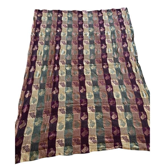 Fall Harvest Apple Pears Grapes Burgundy Green Gold Fabric Tablecloth 50x70 - Picture 2 of 4